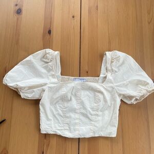 Cream Puff Sleeve Crop Top